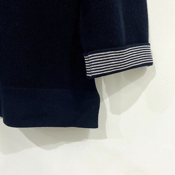 Les Copains Navy Blue 3/4 Sleeve Top 100% Cotton - Picture 4 of 6